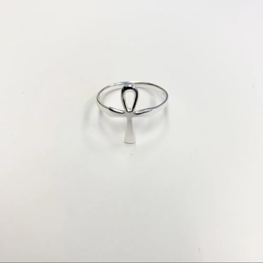 925 Sterling Silver Ankh Cross Ring - Picture 13 of 15